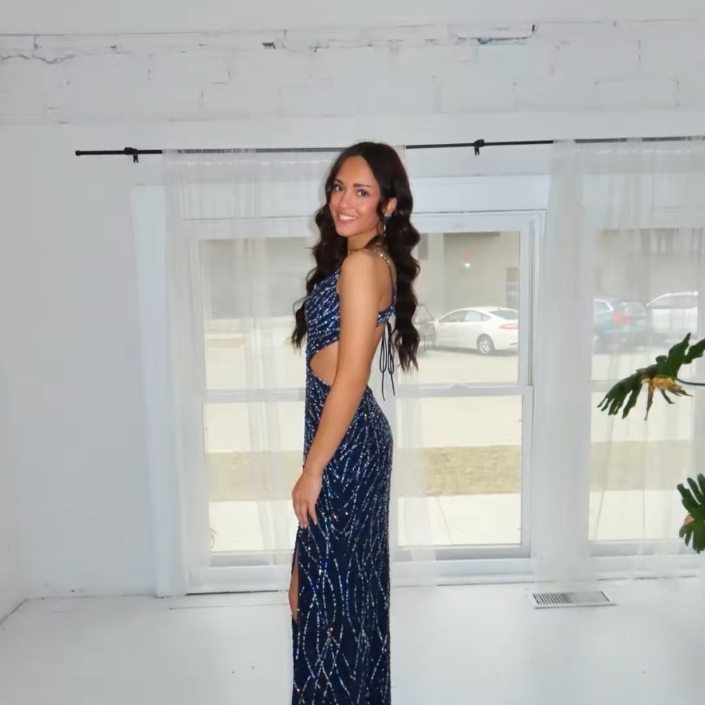 Elegant Blue Sequin Gown